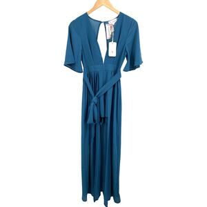 L'Atiste by Amy Romper Womens Small Maxi Dress Combo Teal Bon Voyage NEW